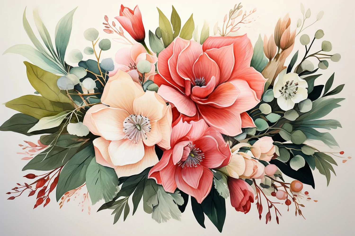 Watercolor Flowers Bouquets, illustration Background product image 1