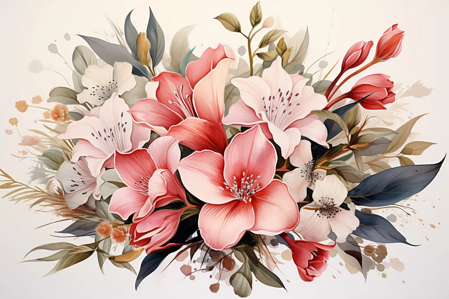 Watercolor Flowers Bouquets, illustration Background product image 1