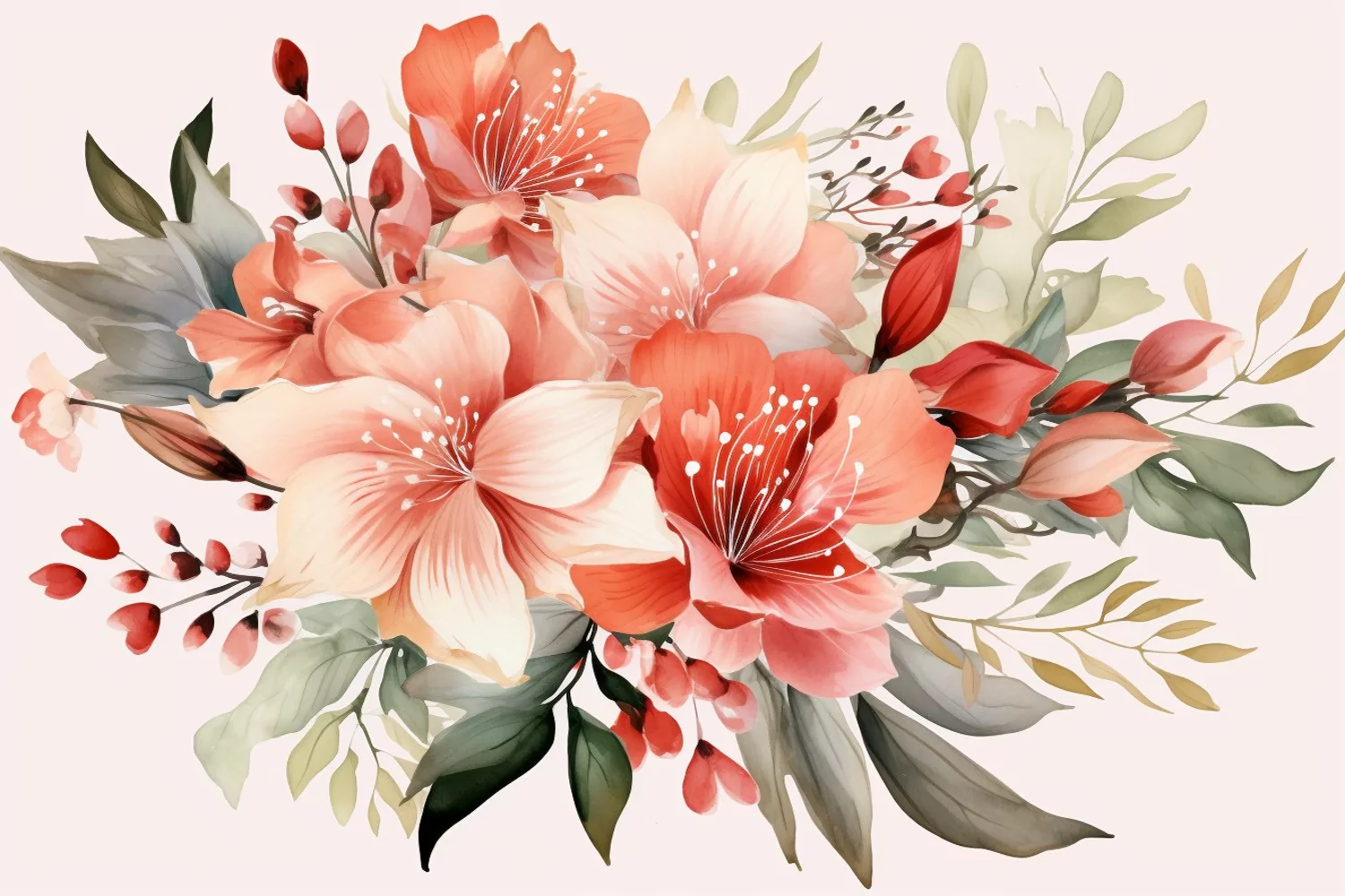 Watercolor Flowers Bouquets, illustration Background product image 1