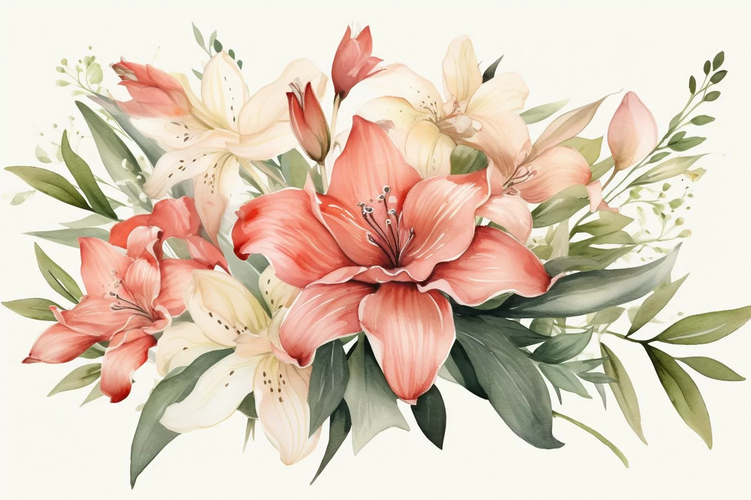 Watercolor Flowers Bouquets, illustration Background product image 1