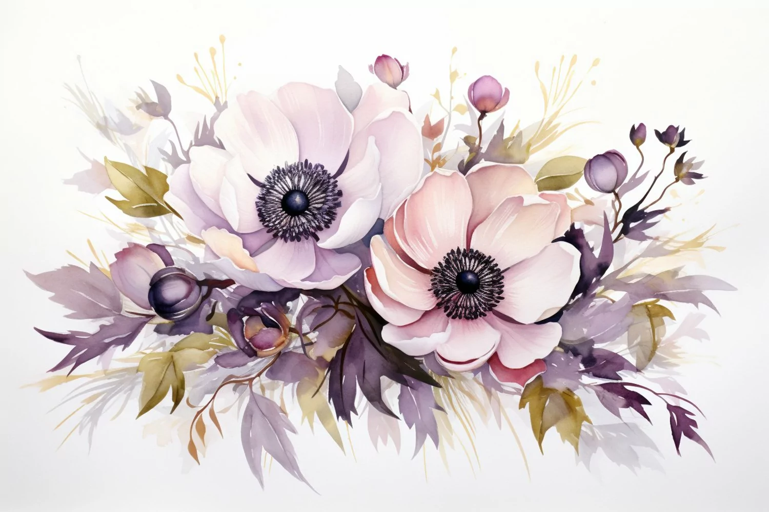 Watercolor Flowers Bouquets, illustration Background product image 1