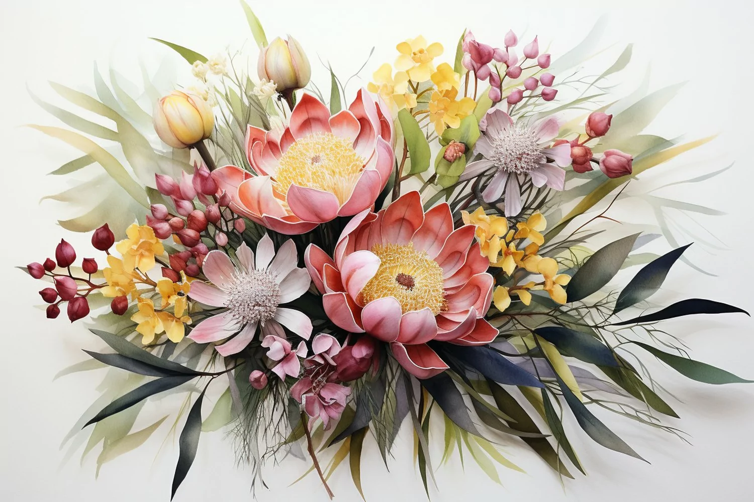 Watercolor Flowers Bouquets, illustration Background product image 1