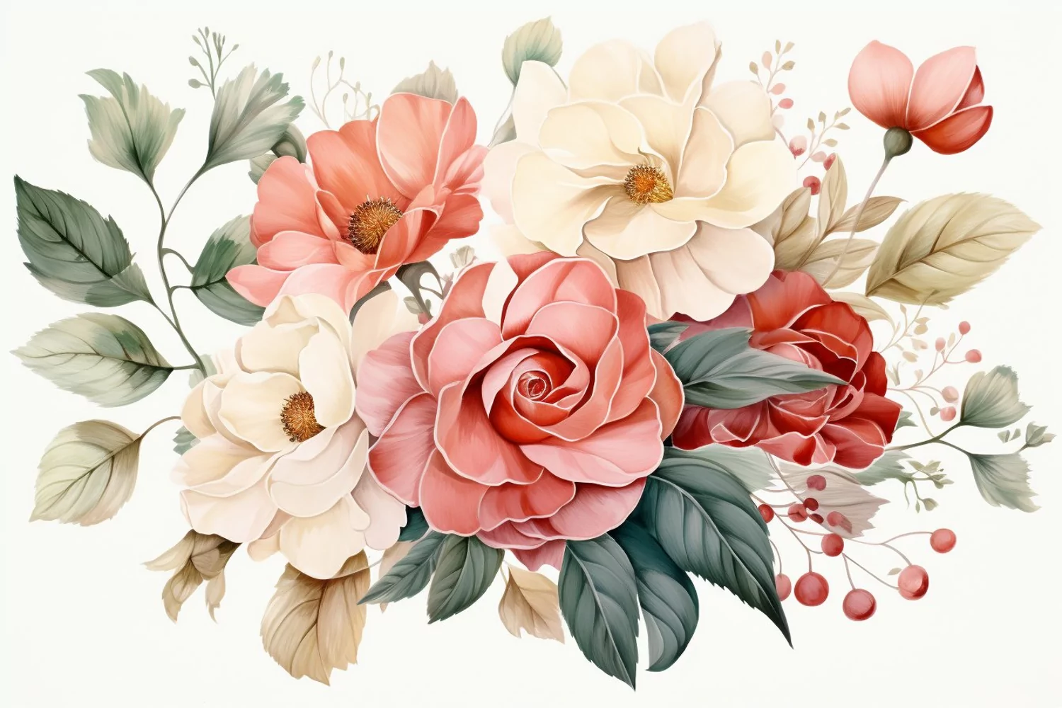 Watercolor Flowers Bouquets, illustration Background product image 1