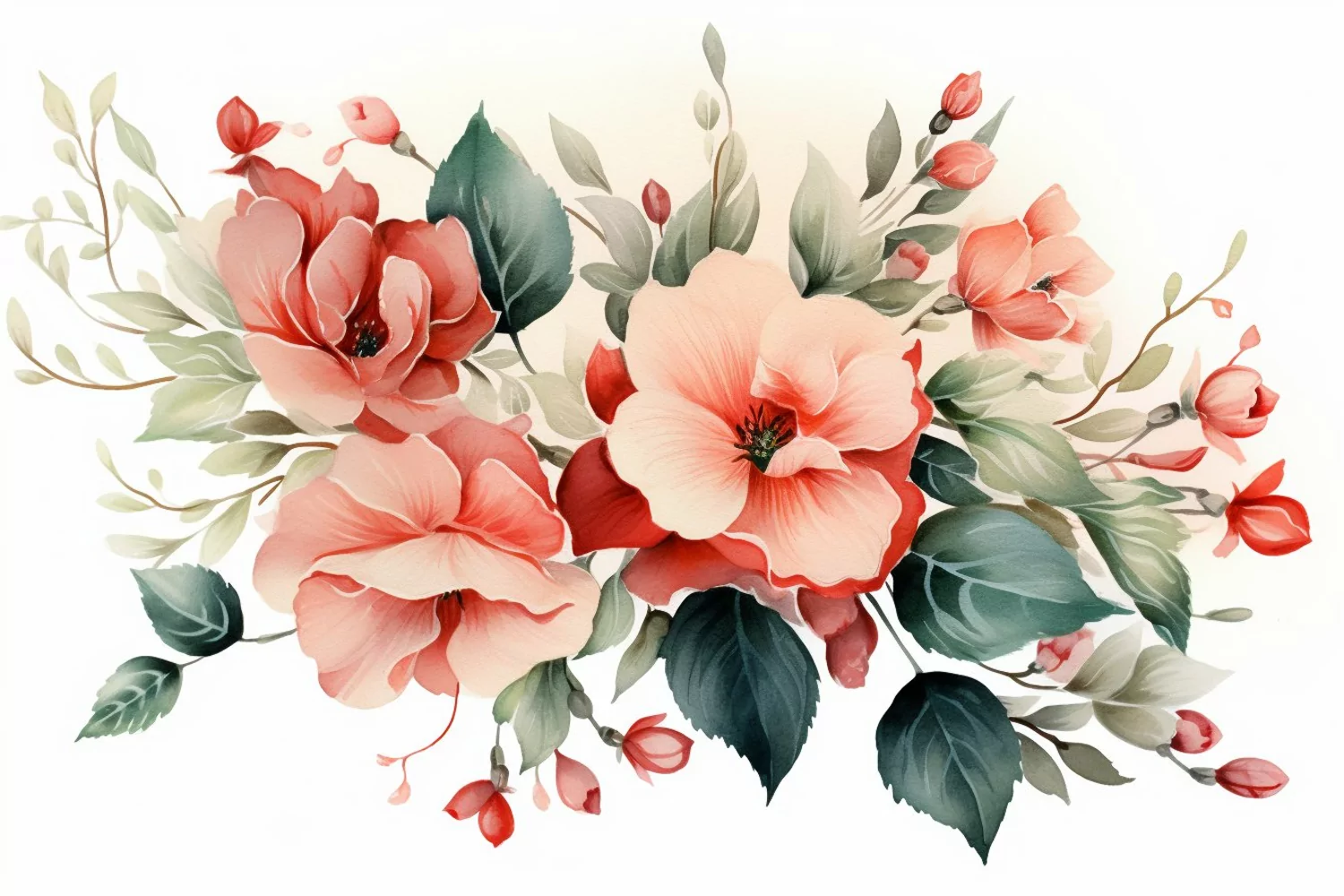 Watercolor Flowers Bouquets, illustration Background product image 1