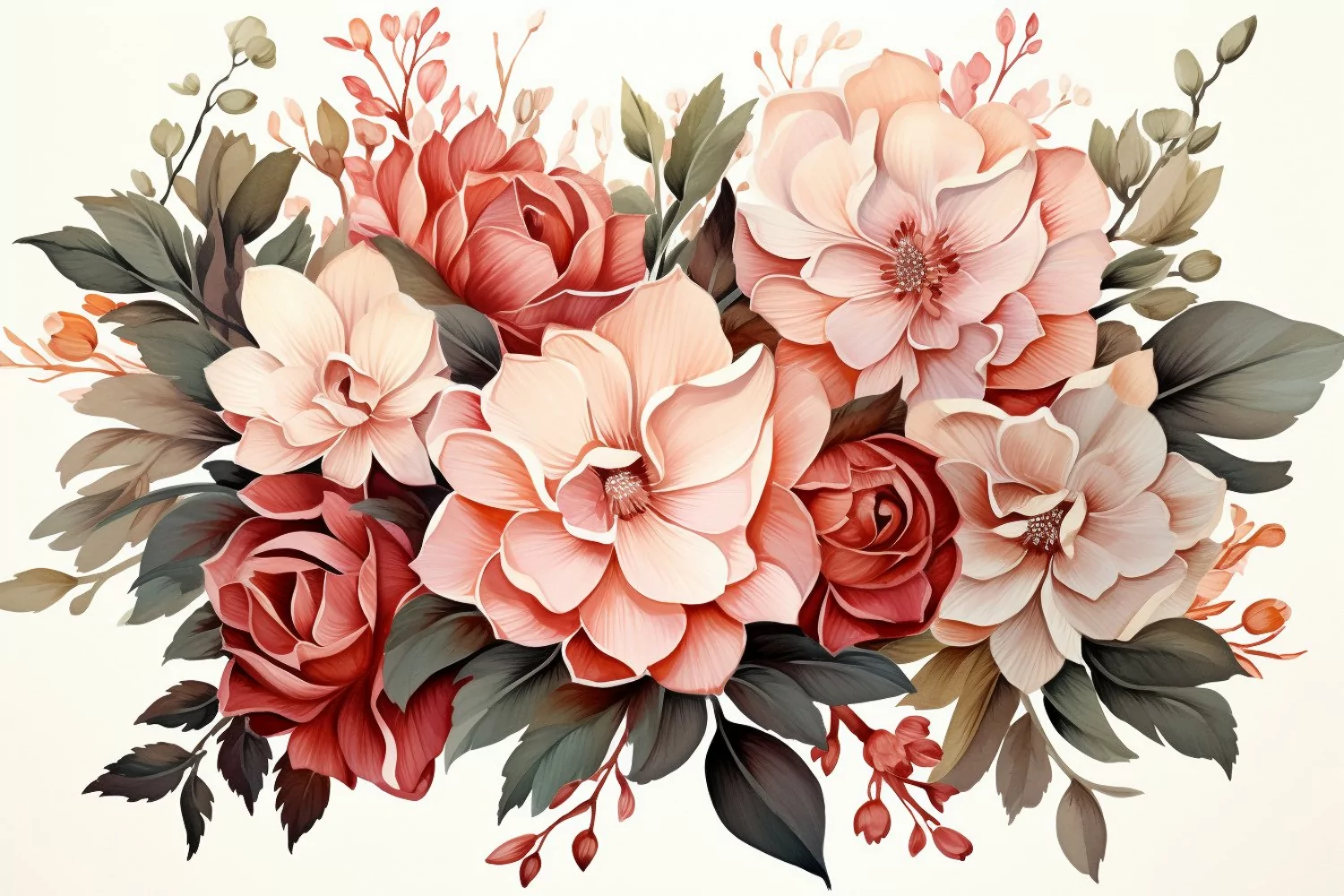 Watercolor Flowers Bouquets, illustration Background product image 1