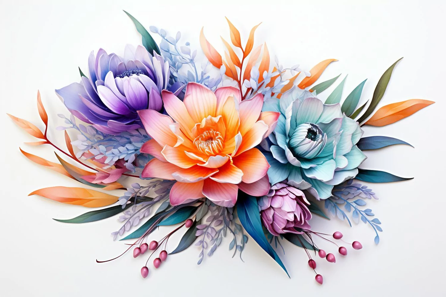 Watercolor Flowers Bouquets, illustration Background product image 1