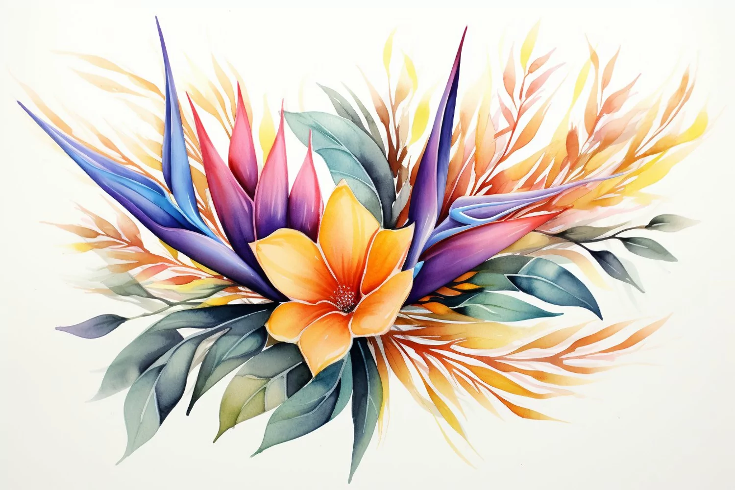 Watercolor Flowers Bouquets, illustration Background product image 1