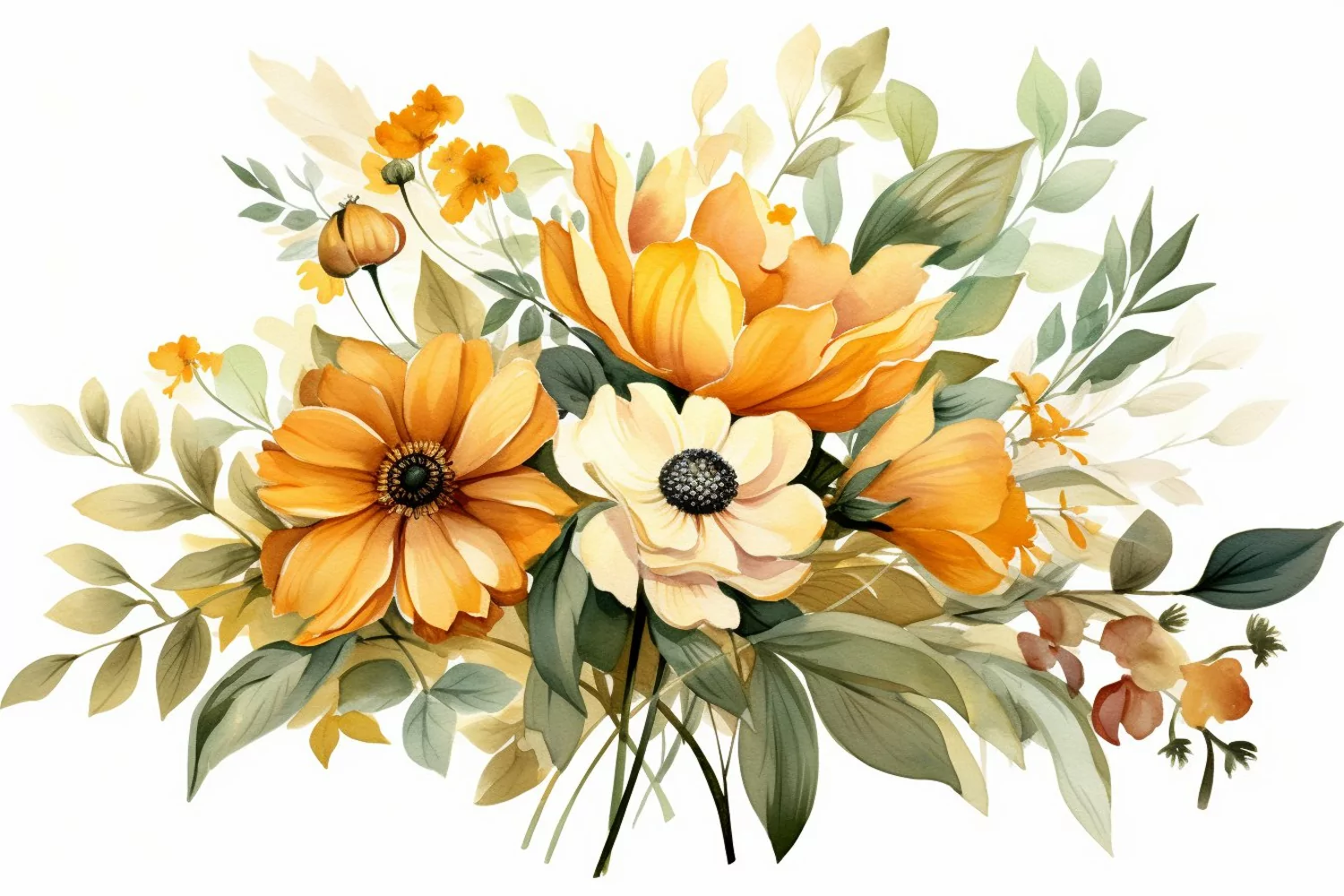 Watercolor Flowers Bouquets, illustration Background product image 1