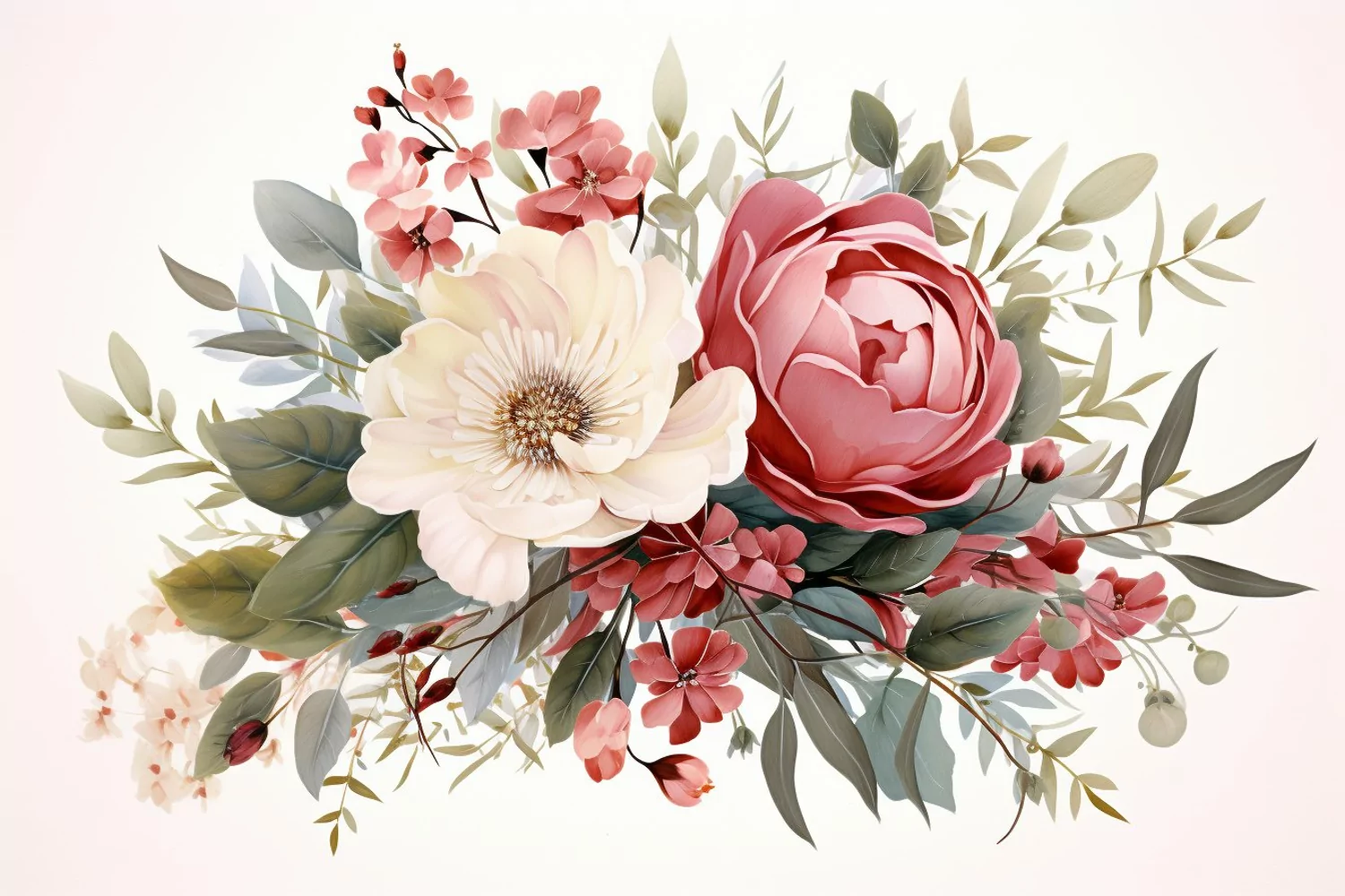 Watercolor Flowers Bouquets, illustration Background product image 1