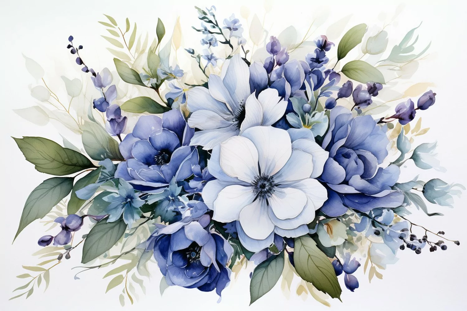 Watercolor Flowers Bouquets, illustration Background product image 1