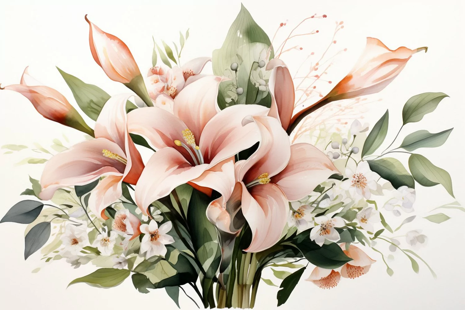 Watercolor Flowers Bouquets, illustration Background product image 1