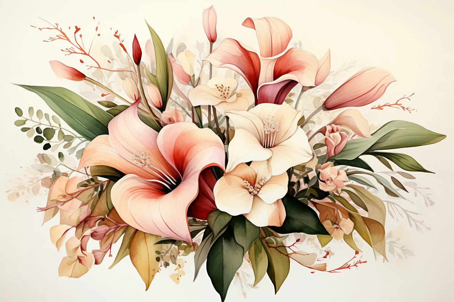 Watercolor Flowers Bouquets, illustration Background product image 1