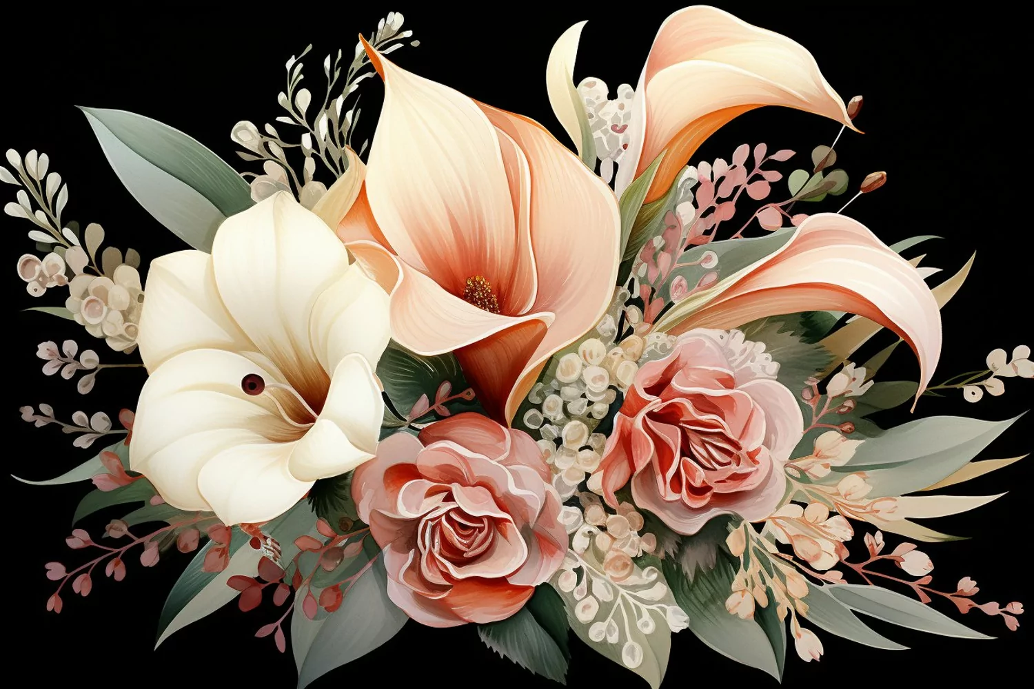 Watercolor Flowers Bouquets, illustration Background product image 1