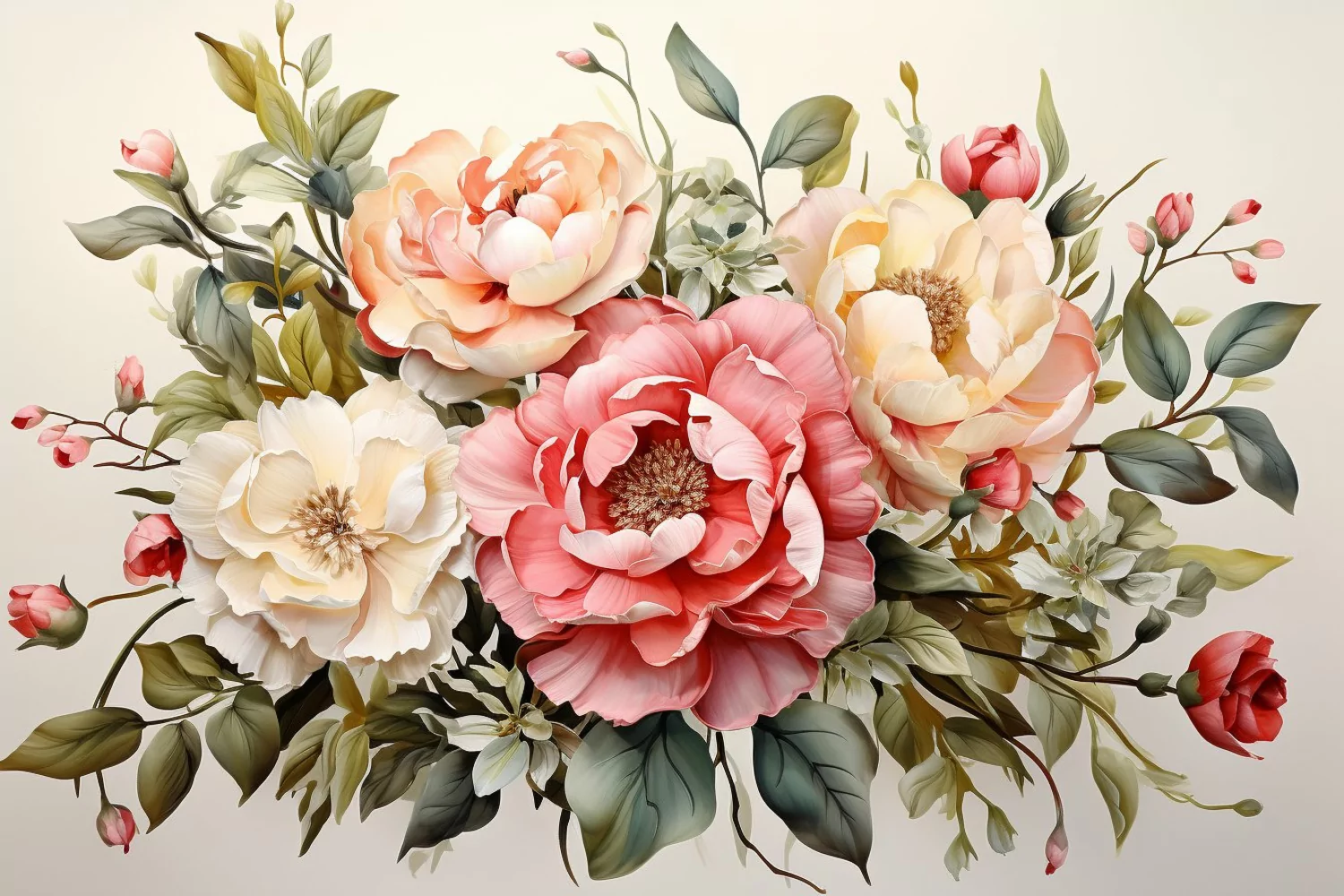 Watercolor Flowers Bouquets, illustration Background product image 1