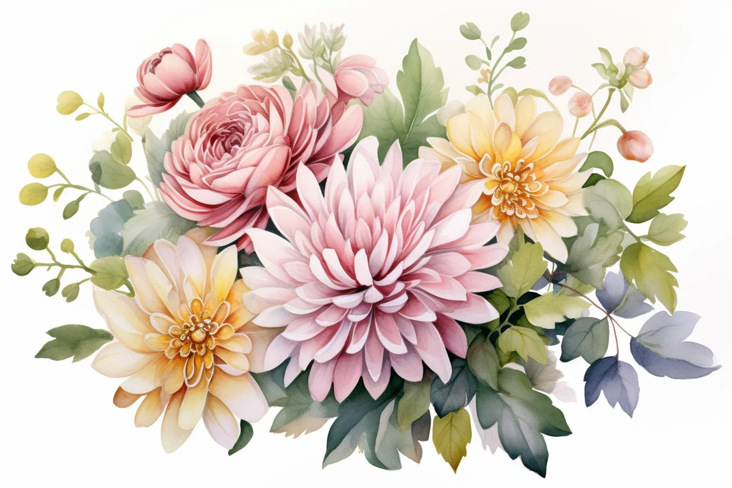 Watercolor Flowers Bouquets, illustration Background product image 1