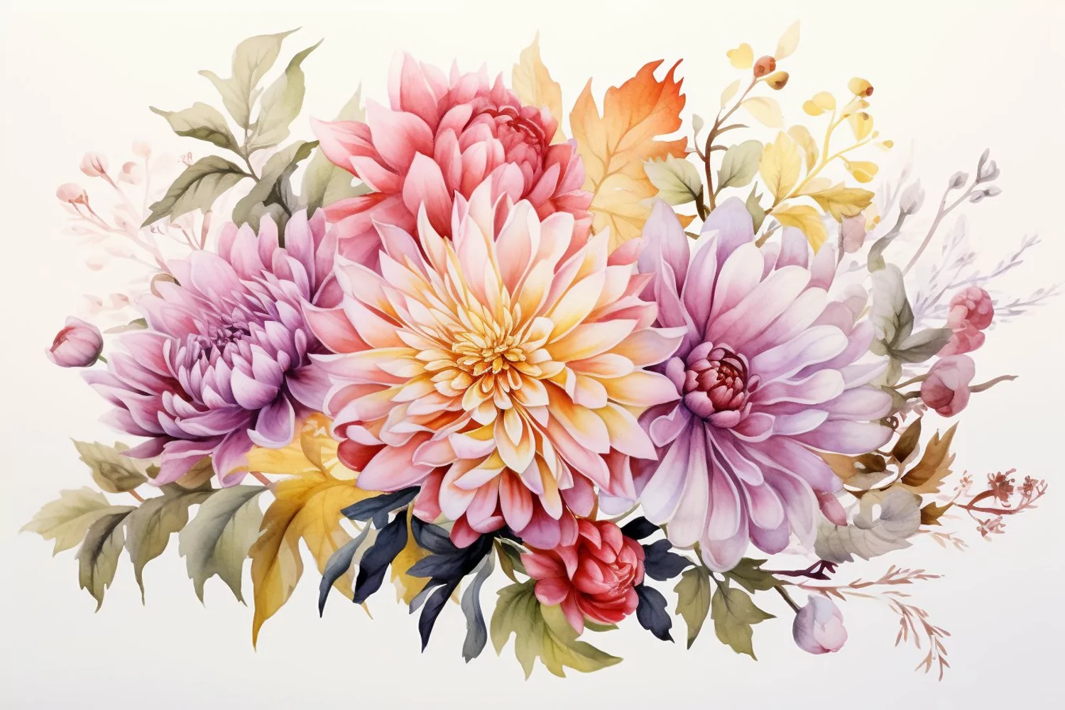 Watercolor Flowers Bouquets, illustration Background product image 1