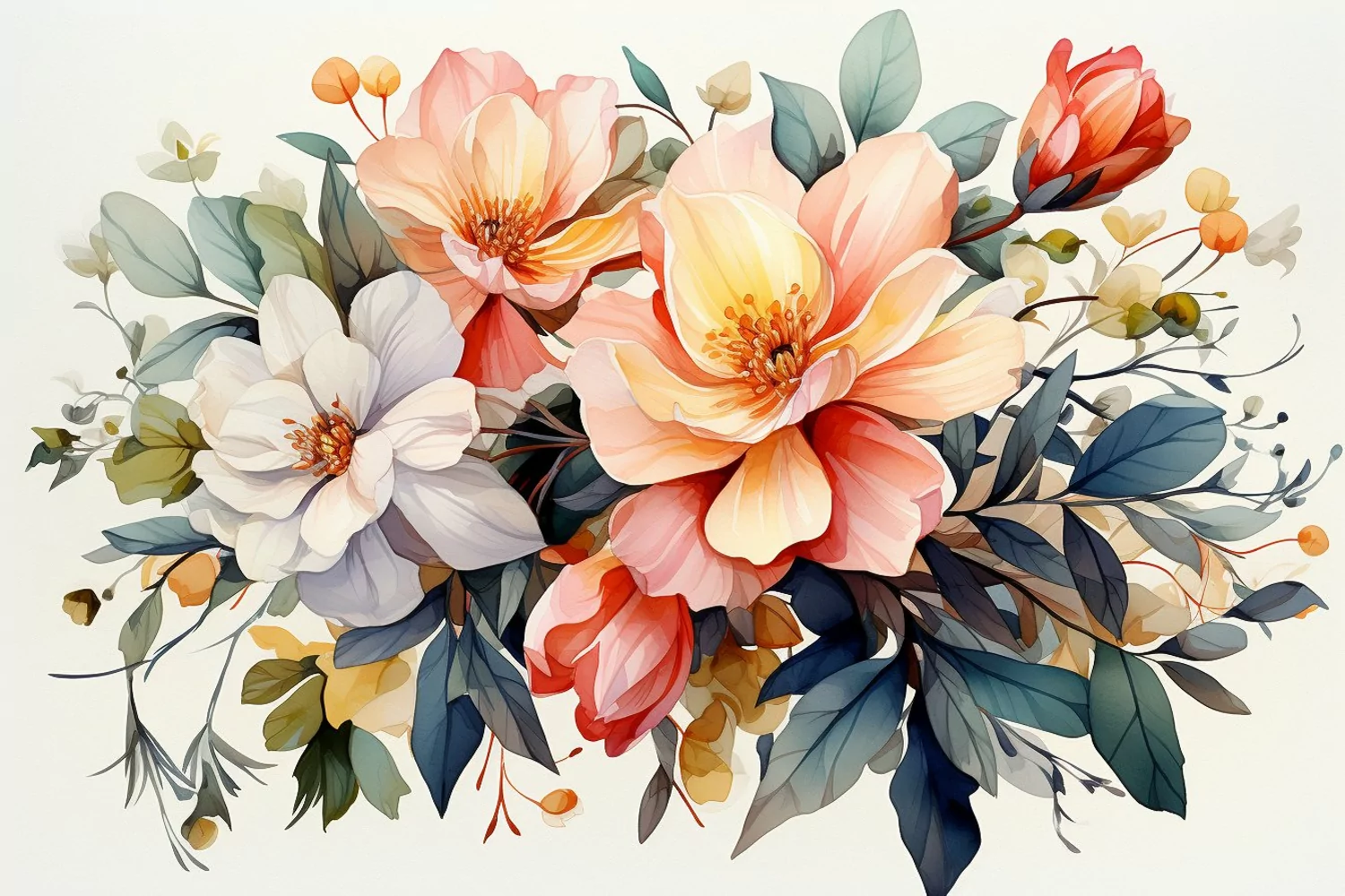 Watercolor Flowers Bouquets, illustration Background product image 1