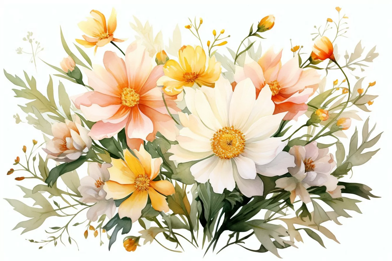 Watercolor Flowers Bouquets, illustration Background product image 1