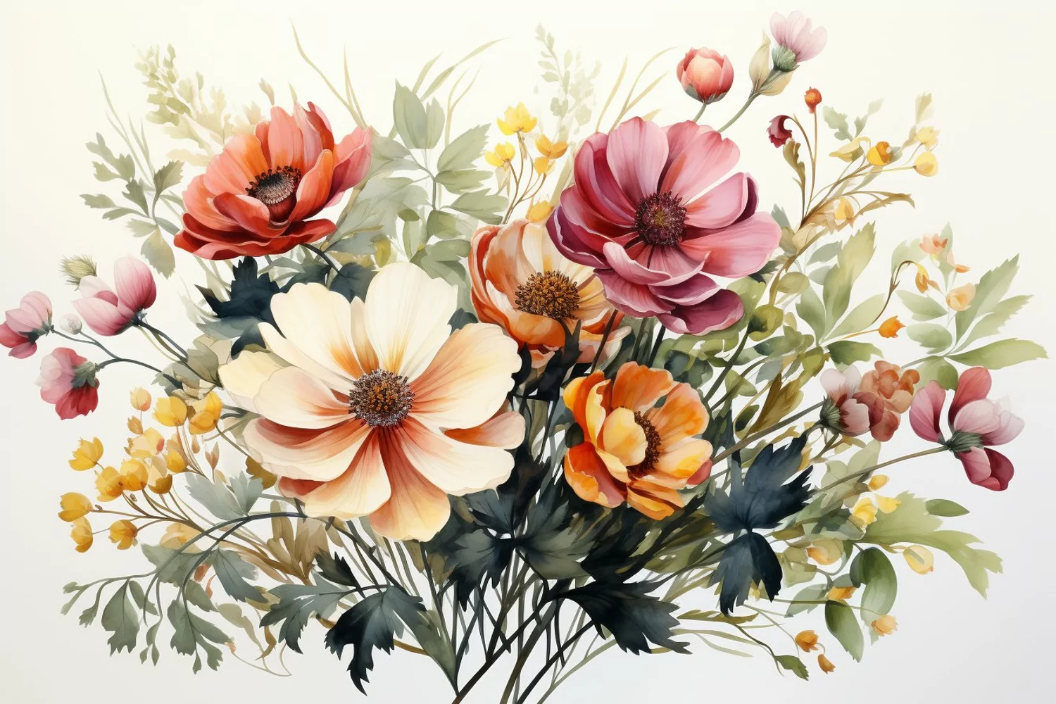 Watercolor Flowers Bouquets, illustration Background product image 1