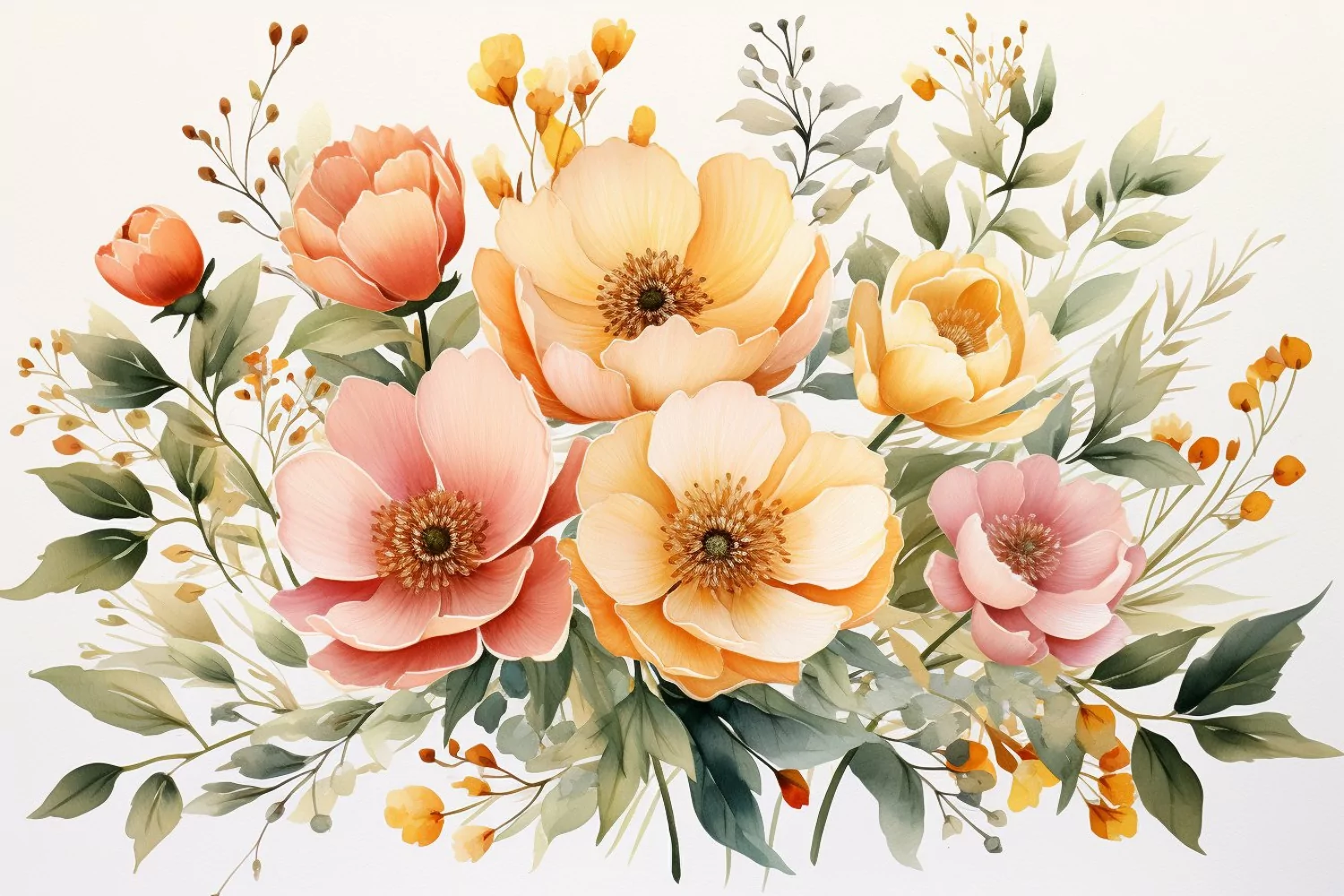 Watercolor Flowers Bouquets, illustration Background product image 1