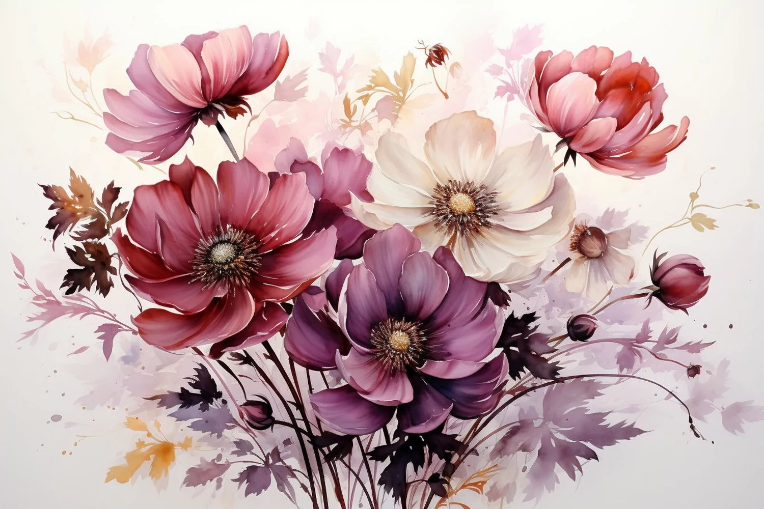 Watercolor Flowers Bouquets, illustration Background product image 1