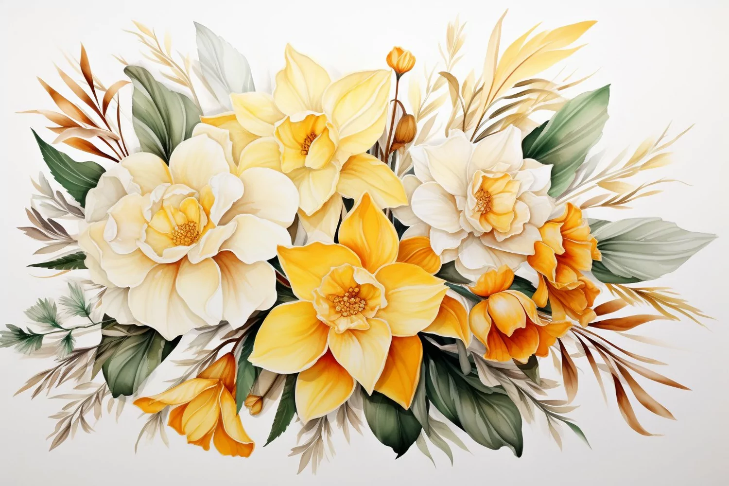 Watercolor Flowers Bouquets, illustration Background product image 1