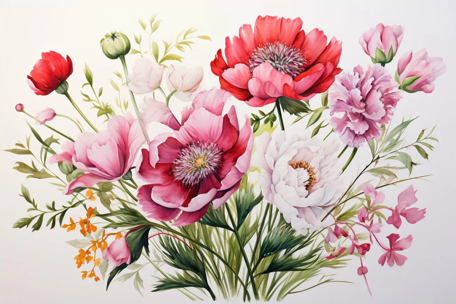 Watercolor Flowers Bouquets, illustration Background product image 1