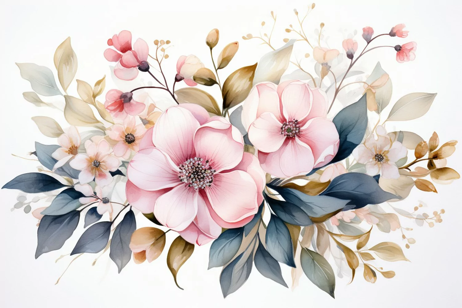 Watercolor Flowers Bouquets, illustration Background product image 1