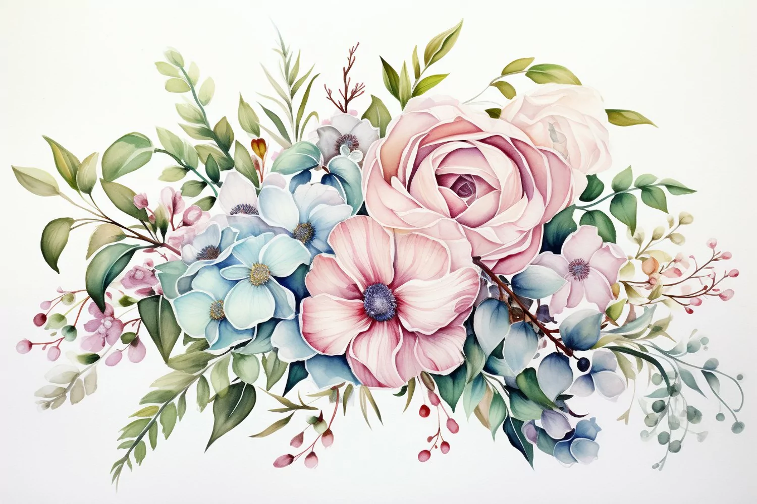 Watercolor Flowers Bouquets, illustration Background product image 1
