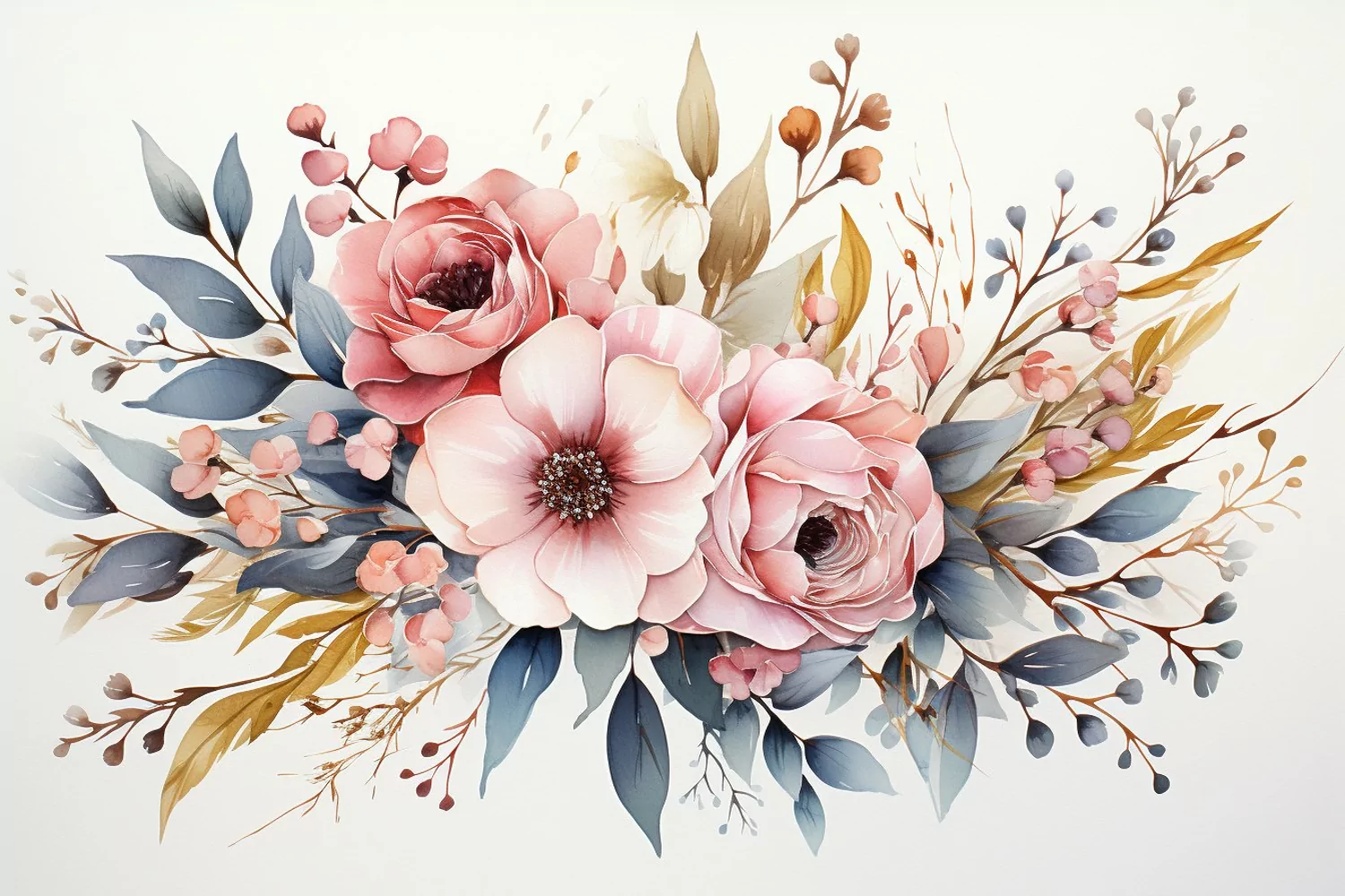 Watercolor Flowers Bouquets, illustration Background product image 1