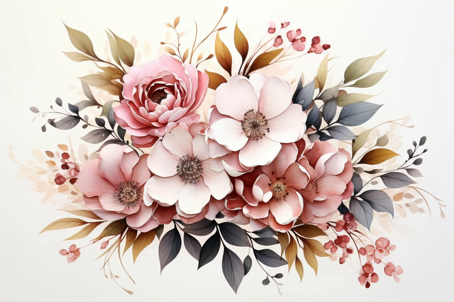 Watercolor Flowers Bouquets, illustration Background product image 1