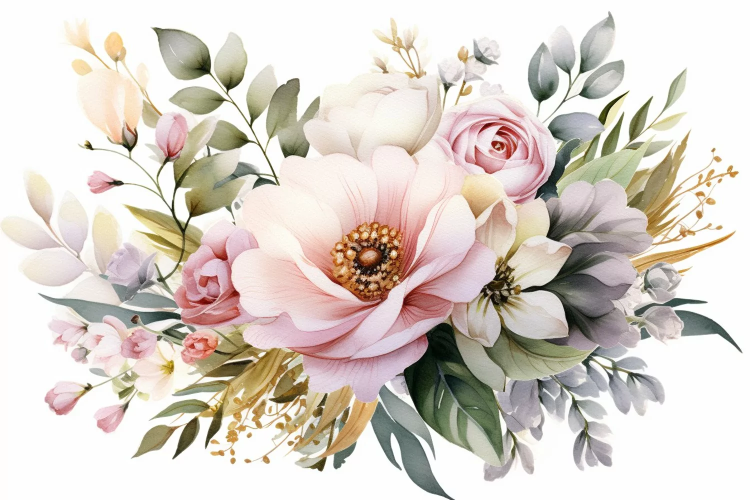 Watercolor Flowers Bouquets, illustration Background product image 1