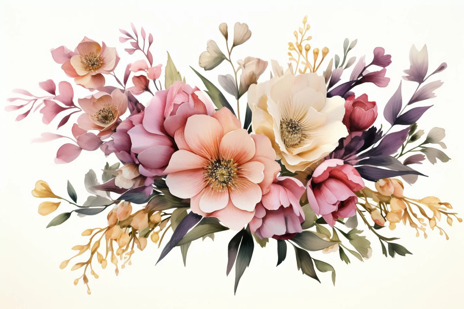 Watercolor Flowers Bouquets, illustration Background product image 1