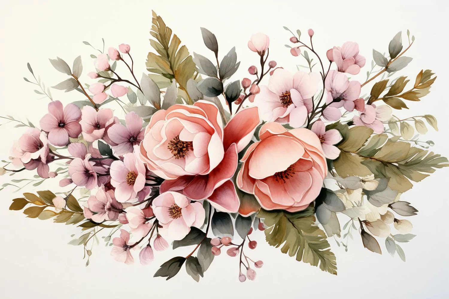 Watercolor Flowers Bouquets, illustration Background product image 1