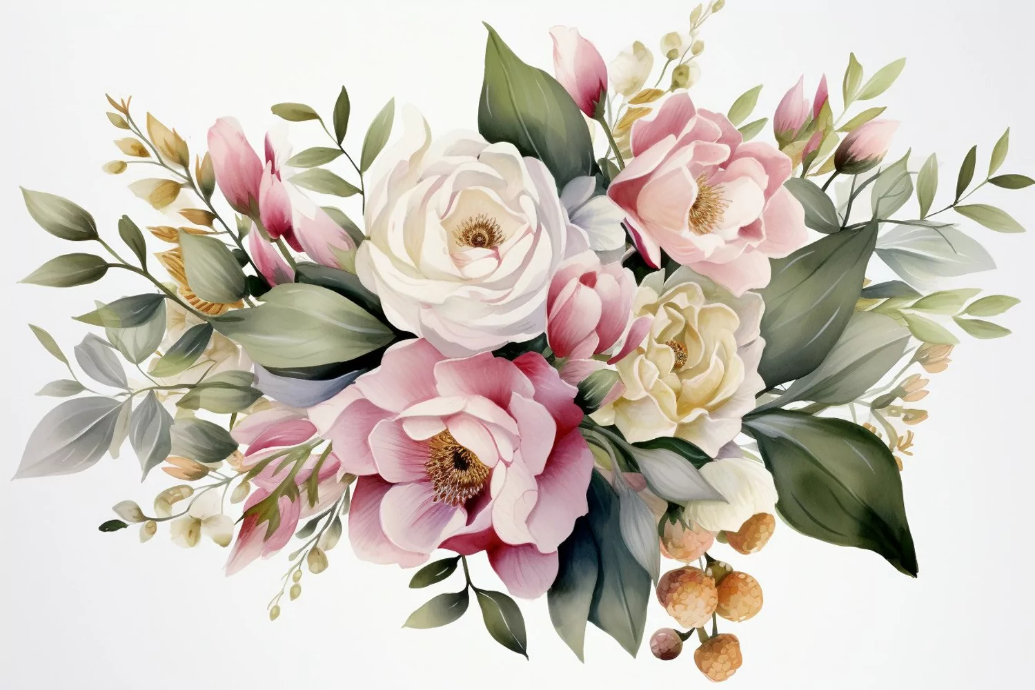 Watercolor Flowers Bouquets, illustration Background product image 1