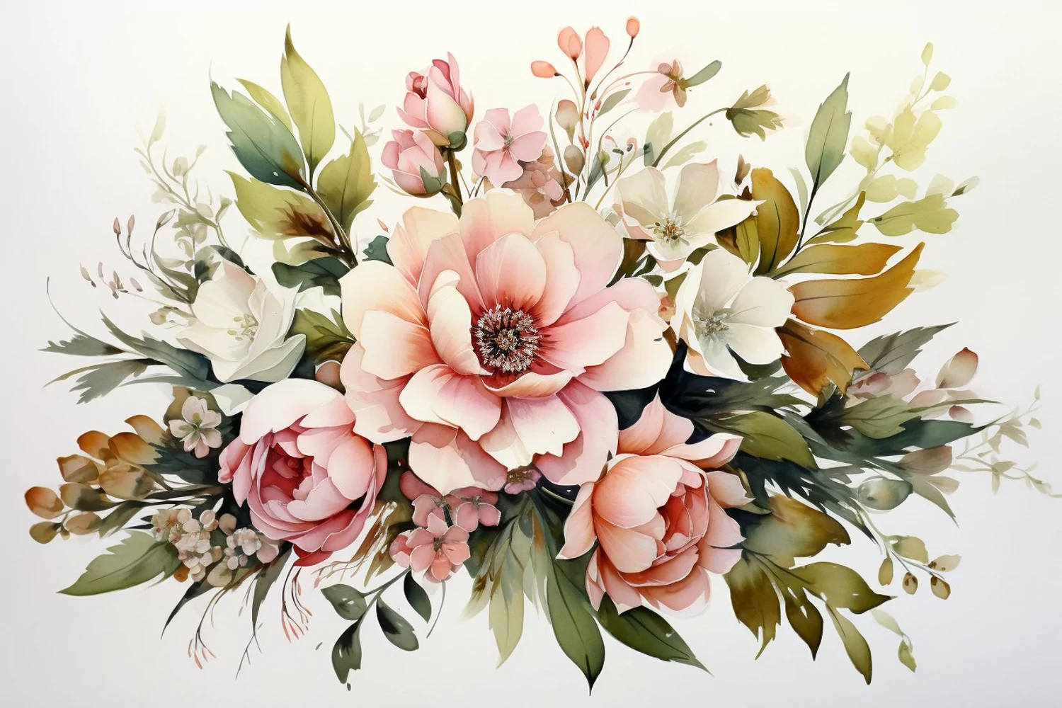 Watercolor Flowers Bouquets, illustration Background product image 1