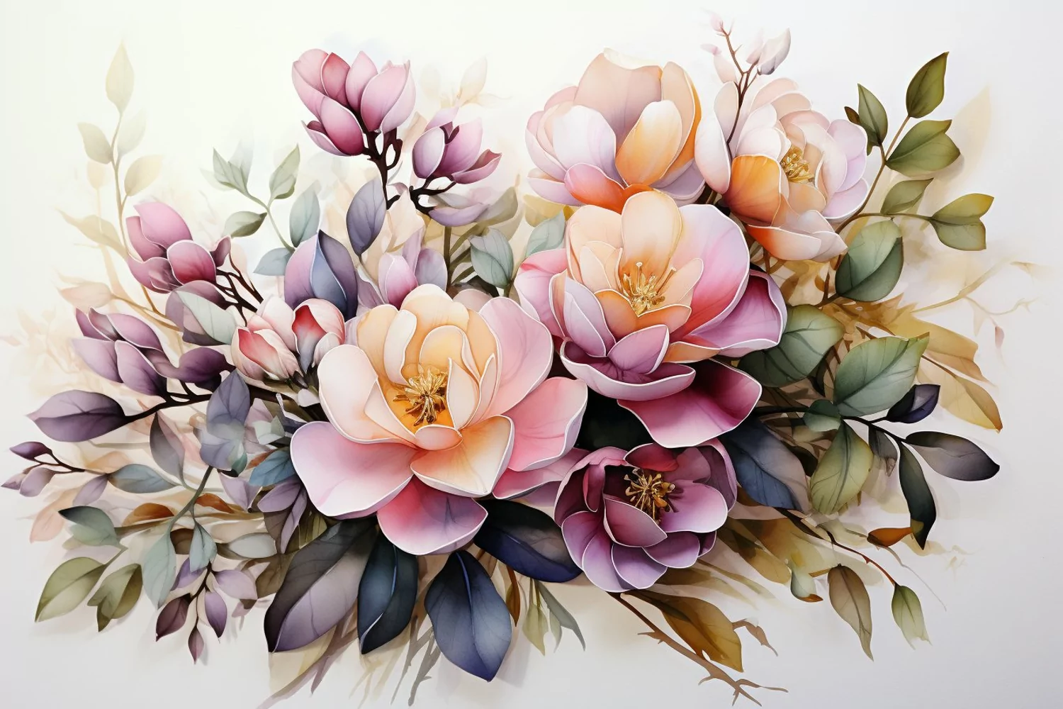 Watercolor Flowers Bouquets, illustration Background product image 1