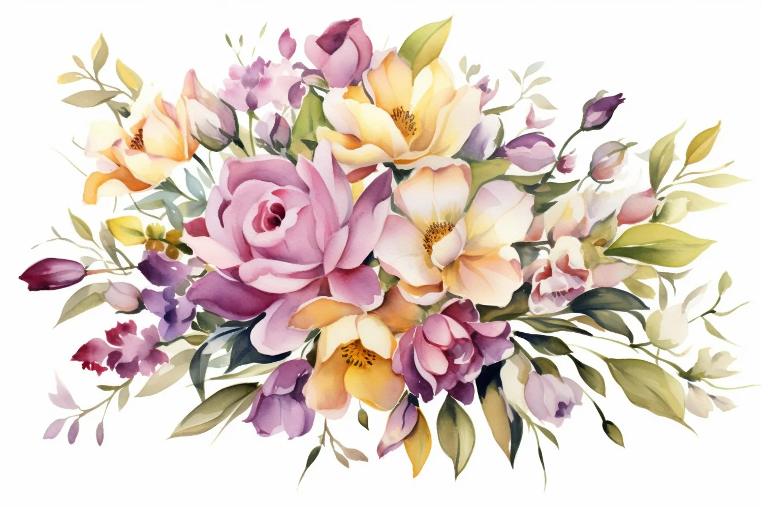 Watercolor Flowers Bouquets, illustration Background product image 1