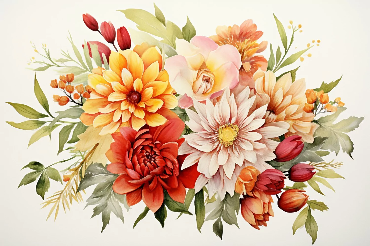 Watercolor Flowers Bouquets, illustration Background product image 1