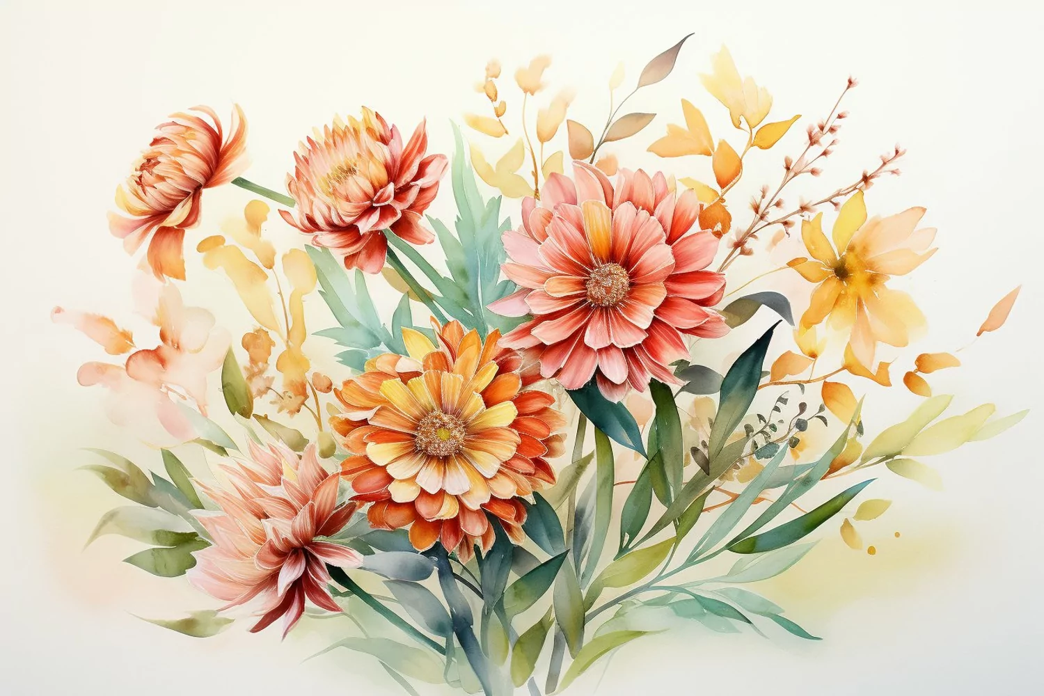 Watercolor Flowers Bouquets, illustration Background product image 1