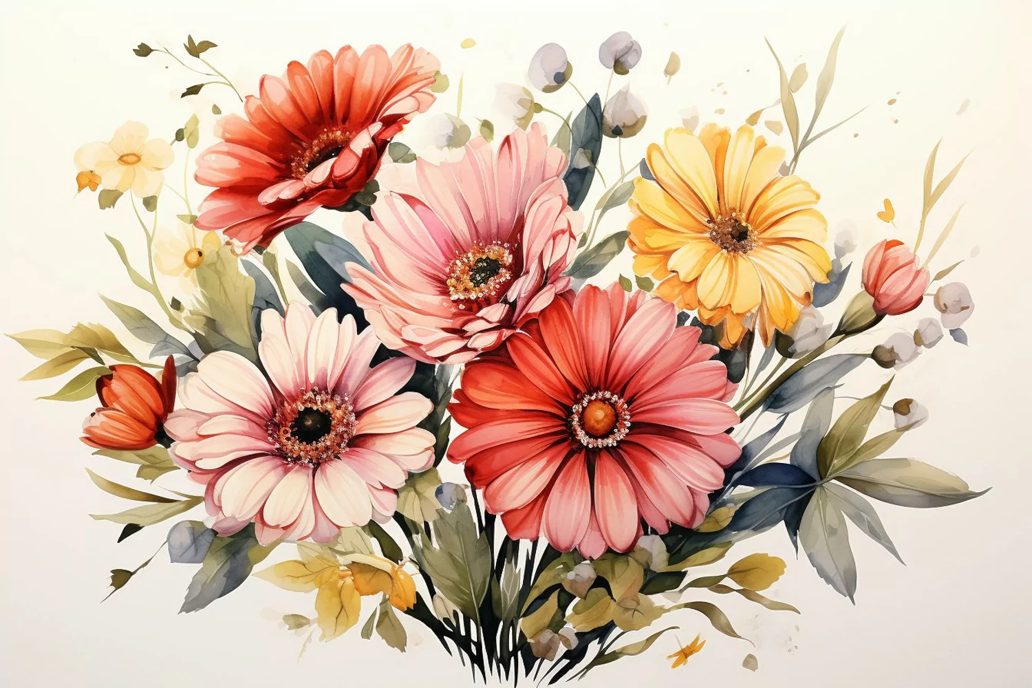 Watercolor Flowers Bouquets, illustration Background product image 1