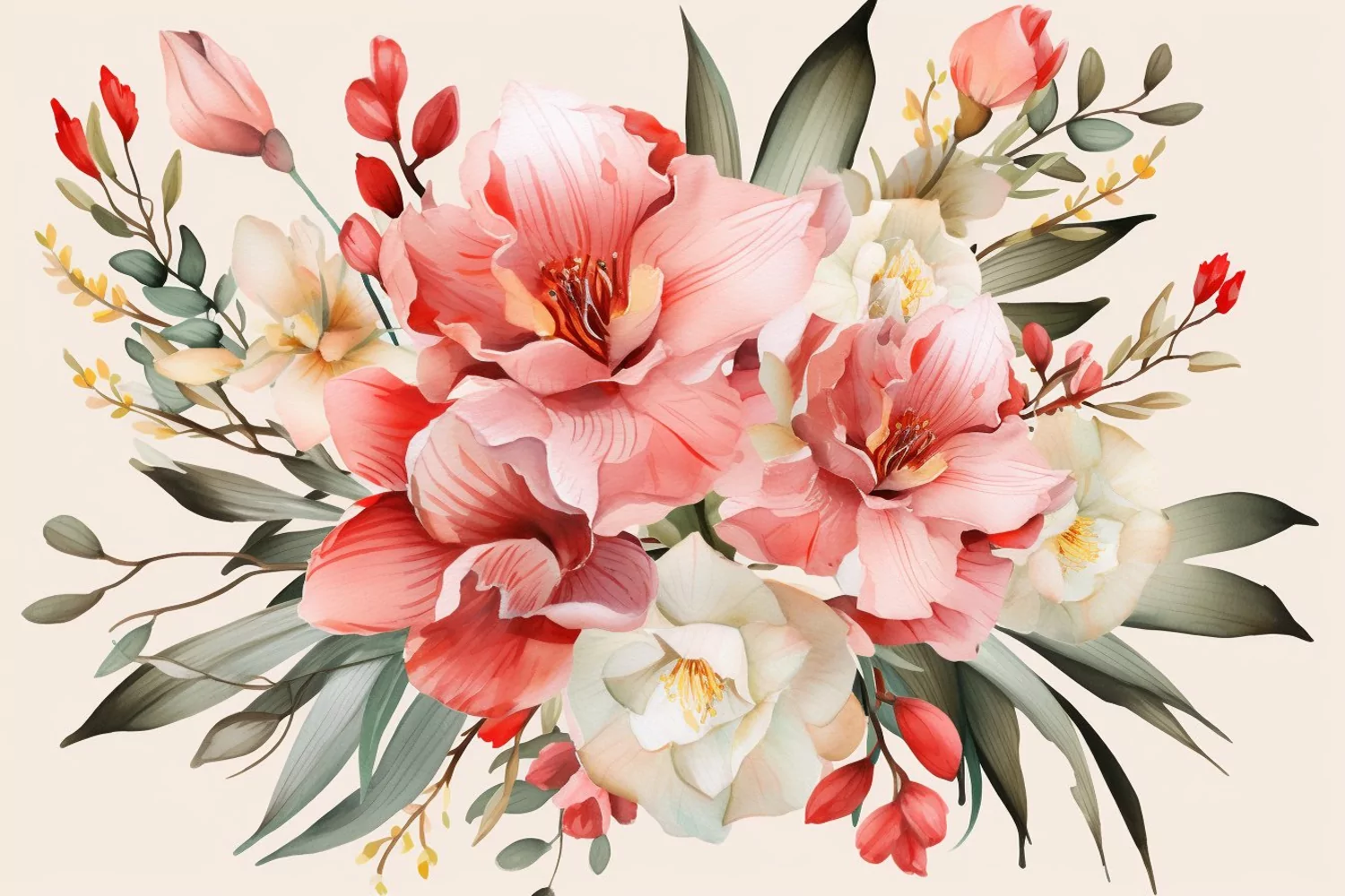 Watercolor Flowers Bouquets, illustration Background product image 1