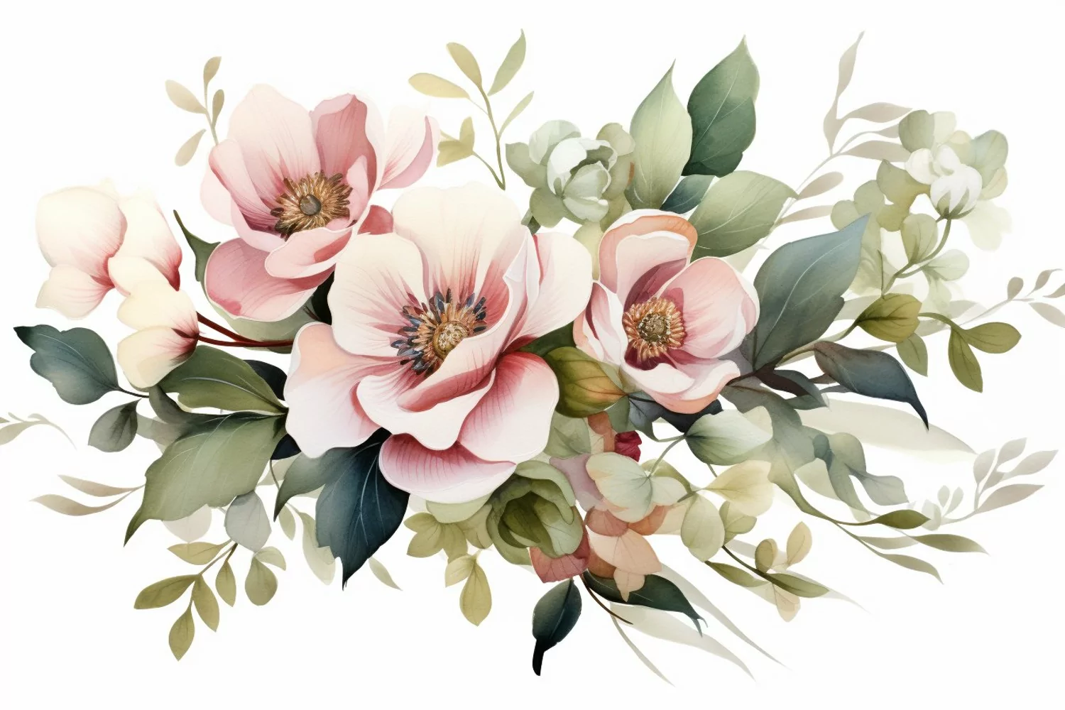 Watercolor Flowers Bouquets, illustration Background product image 1