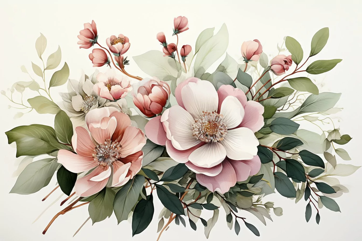 Watercolor Flowers Bouquets, illustration Background product image 1