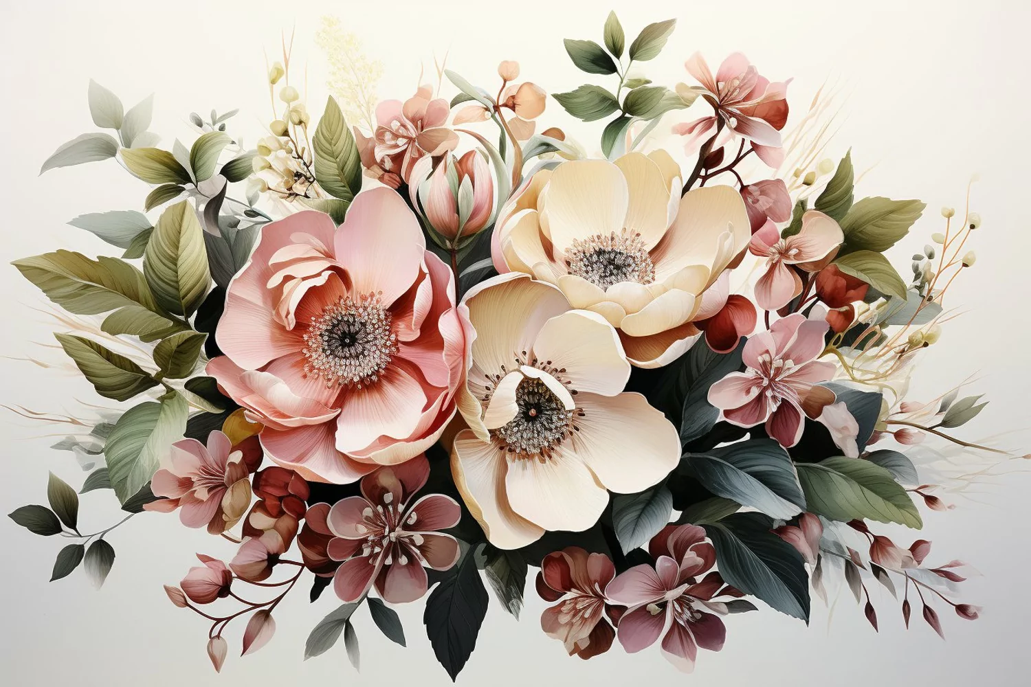 Watercolor Flowers Bouquets, illustration Background product image 1