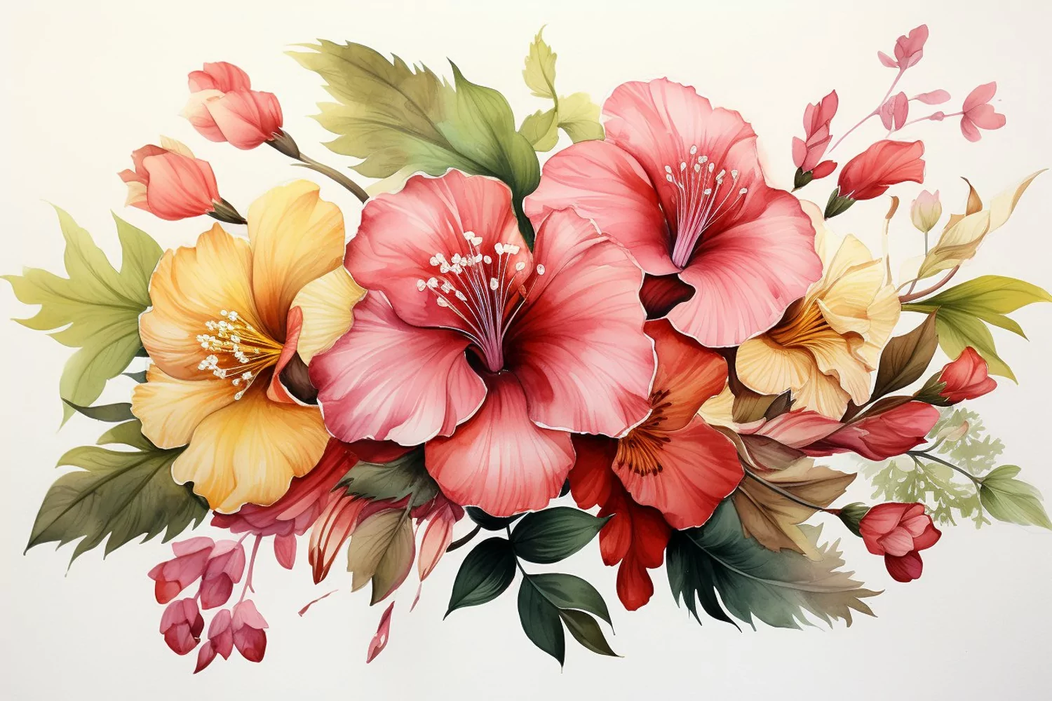 Watercolor Flowers Bouquets, illustration Background product image 1