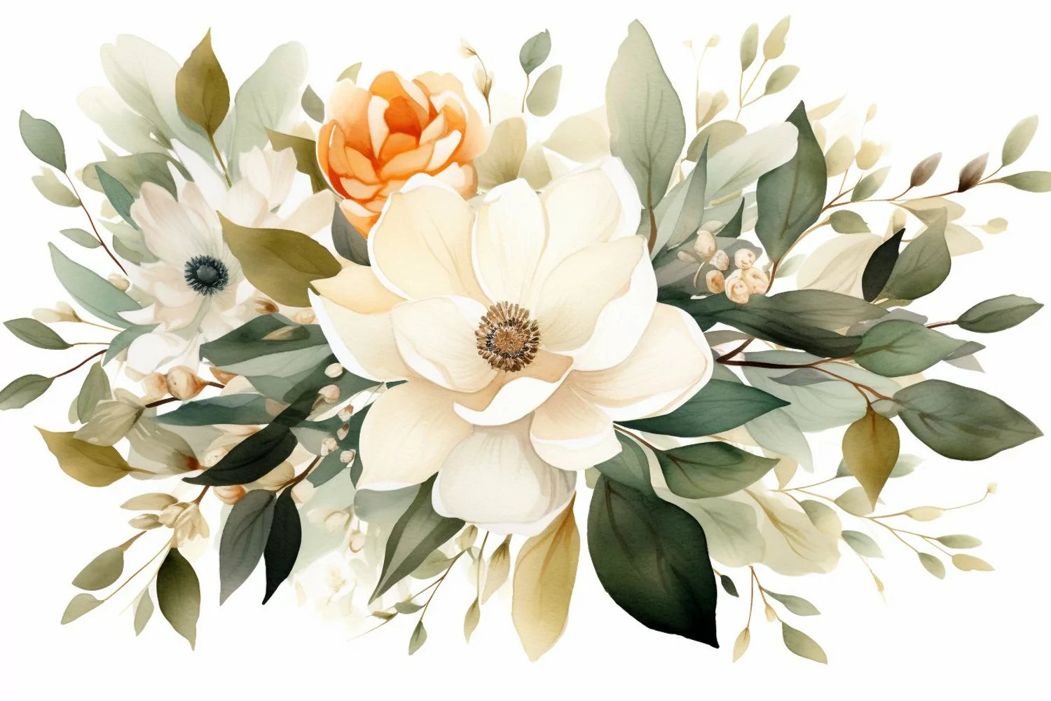 Watercolor Flowers Bouquets, illustration Background product image 1
