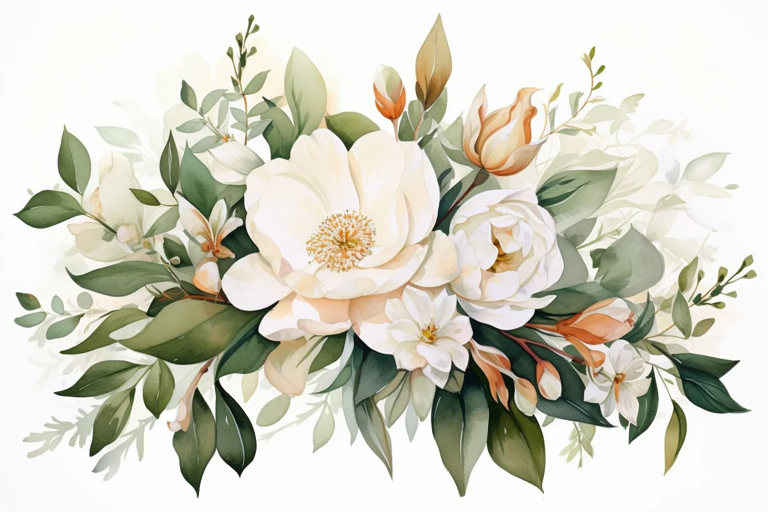 Watercolor Flowers Bouquets, illustration Background product image 1