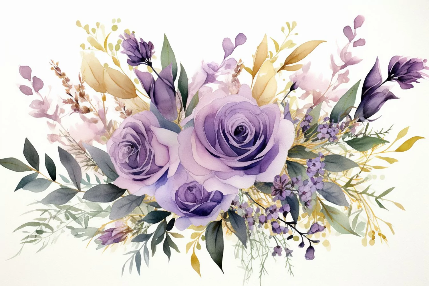 Watercolor Flowers Bouquets, illustration Background product image 1