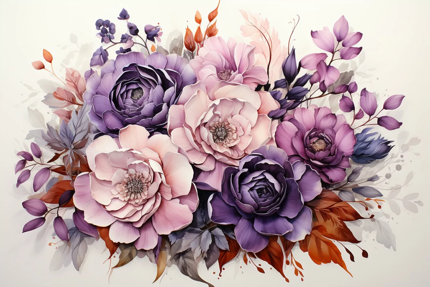 Watercolor Flowers Bouquets, illustration Background product image 1